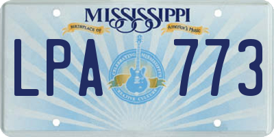 MS license plate LPA773