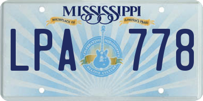 MS license plate LPA778