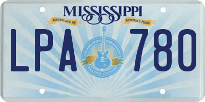 MS license plate LPA780