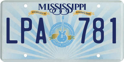 MS license plate LPA781