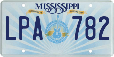 MS license plate LPA782