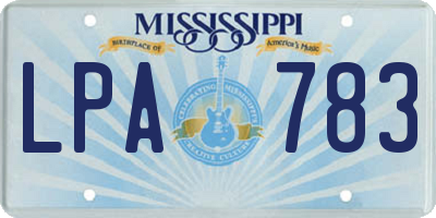 MS license plate LPA783