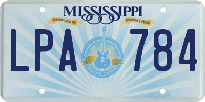 MS license plate LPA784
