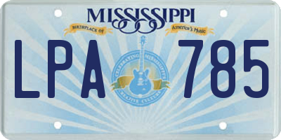 MS license plate LPA785