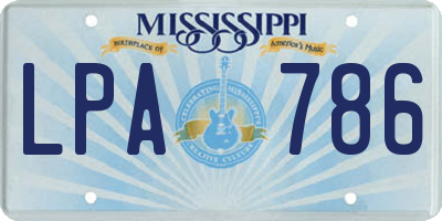 MS license plate LPA786