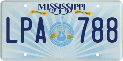MS license plate LPA788