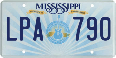 MS license plate LPA790