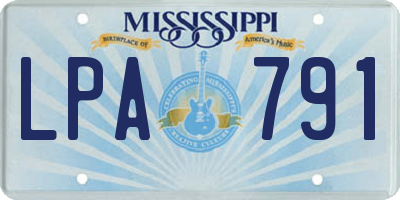 MS license plate LPA791