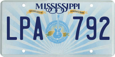 MS license plate LPA792