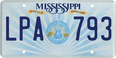 MS license plate LPA793