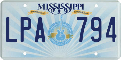 MS license plate LPA794