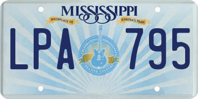 MS license plate LPA795