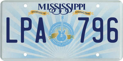 MS license plate LPA796