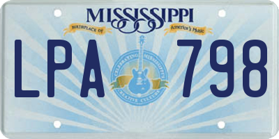 MS license plate LPA798