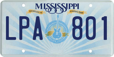 MS license plate LPA801
