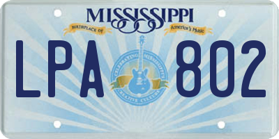 MS license plate LPA802