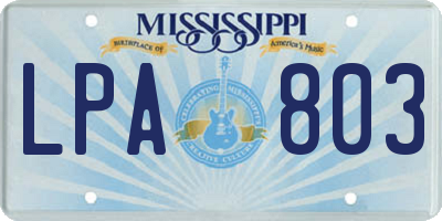 MS license plate LPA803