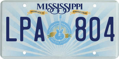 MS license plate LPA804