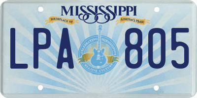 MS license plate LPA805