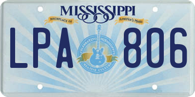 MS license plate LPA806