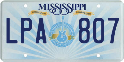 MS license plate LPA807