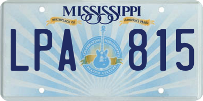MS license plate LPA815
