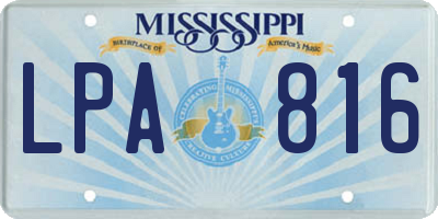 MS license plate LPA816