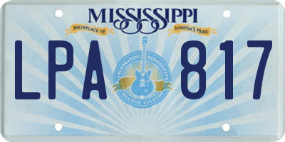 MS license plate LPA817