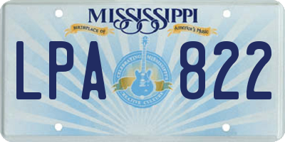MS license plate LPA822