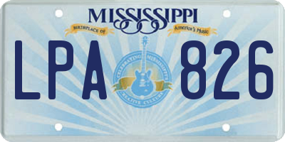 MS license plate LPA826