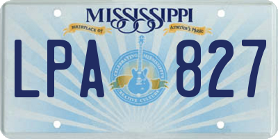 MS license plate LPA827