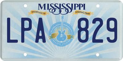 MS license plate LPA829