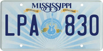 MS license plate LPA830