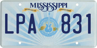 MS license plate LPA831