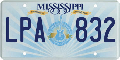 MS license plate LPA832