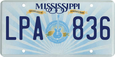 MS license plate LPA836
