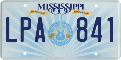 MS license plate LPA841