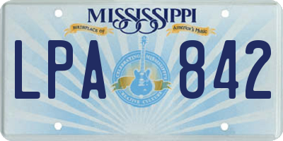 MS license plate LPA842