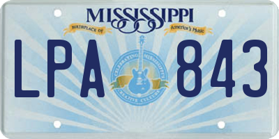MS license plate LPA843