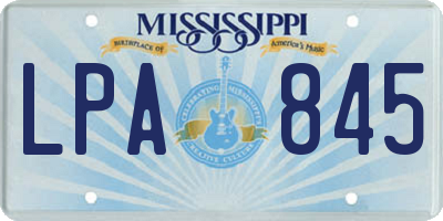 MS license plate LPA845