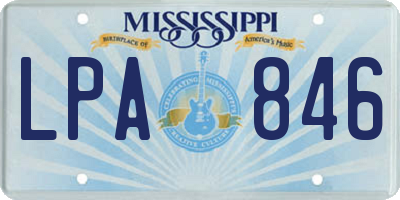 MS license plate LPA846