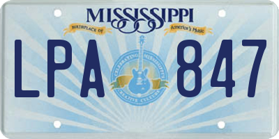 MS license plate LPA847