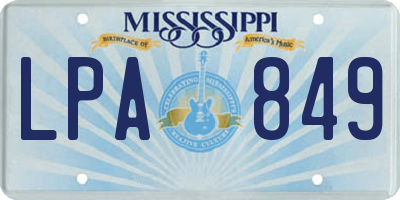 MS license plate LPA849