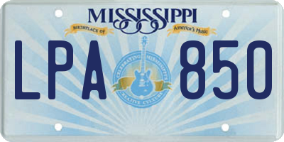 MS license plate LPA850