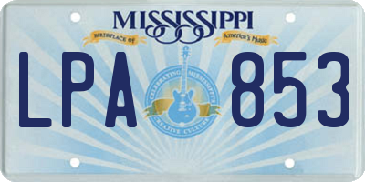 MS license plate LPA853