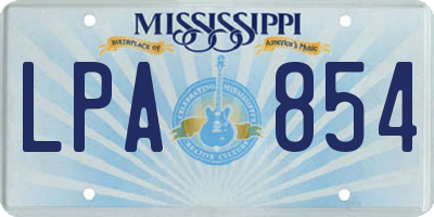 MS license plate LPA854