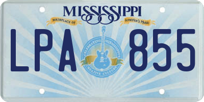 MS license plate LPA855