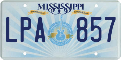 MS license plate LPA857
