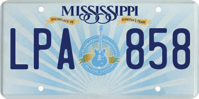 MS license plate LPA858