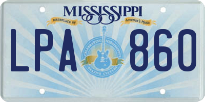 MS license plate LPA860